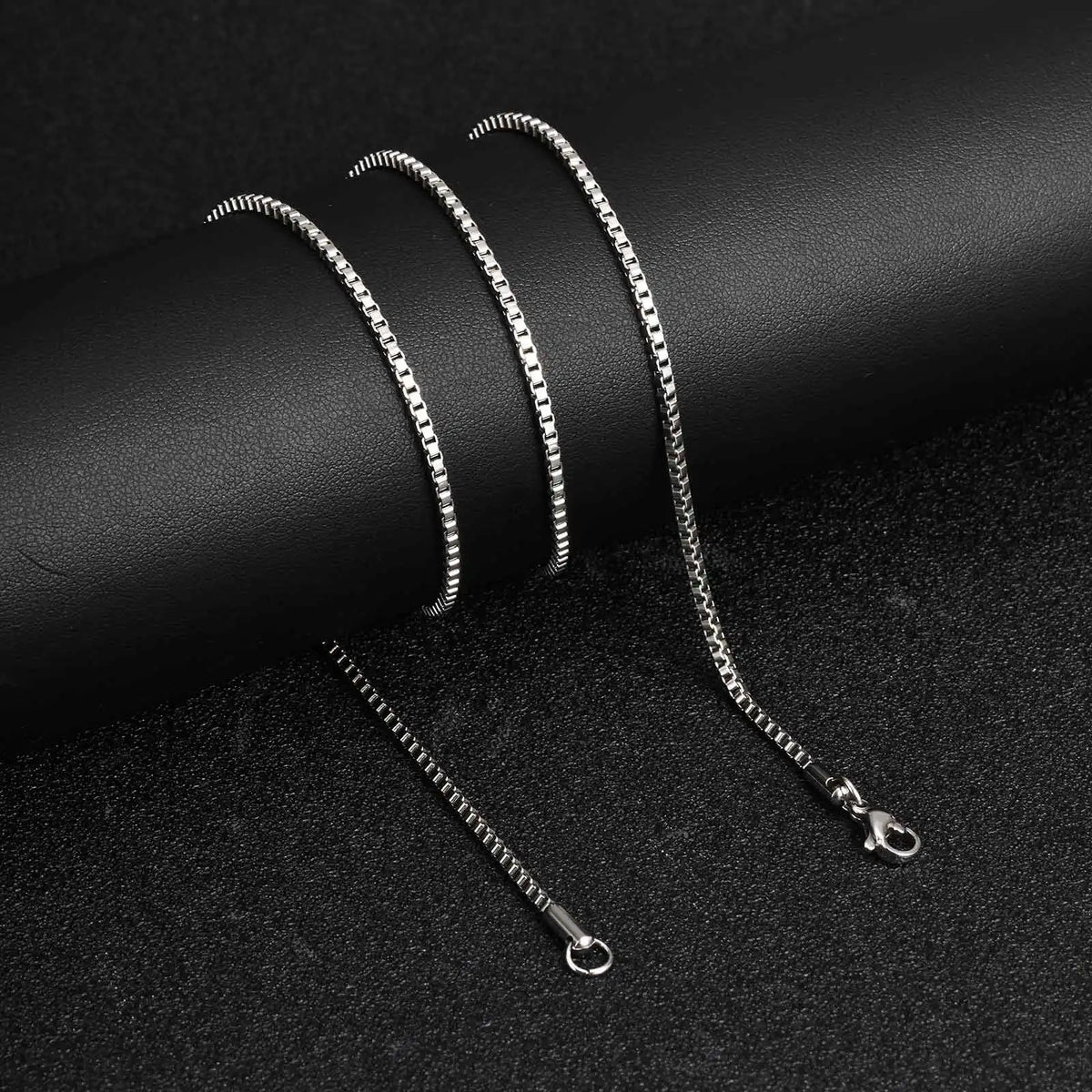 2mm Casual Stainless Steel Cuban Chain Necklace for Men,Hip Hop Punk Silver Color Metal Chain Link Layers Collars Jewelry