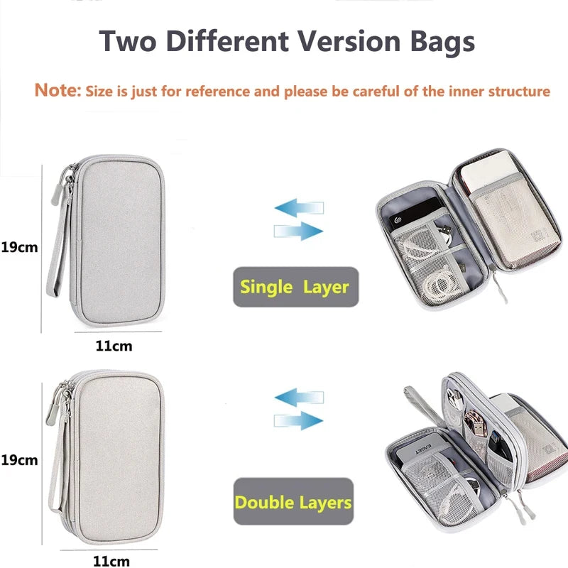 Home Office Cable Organizer Bag, Portable Travel Digital Storage Case for USB Charger Headset