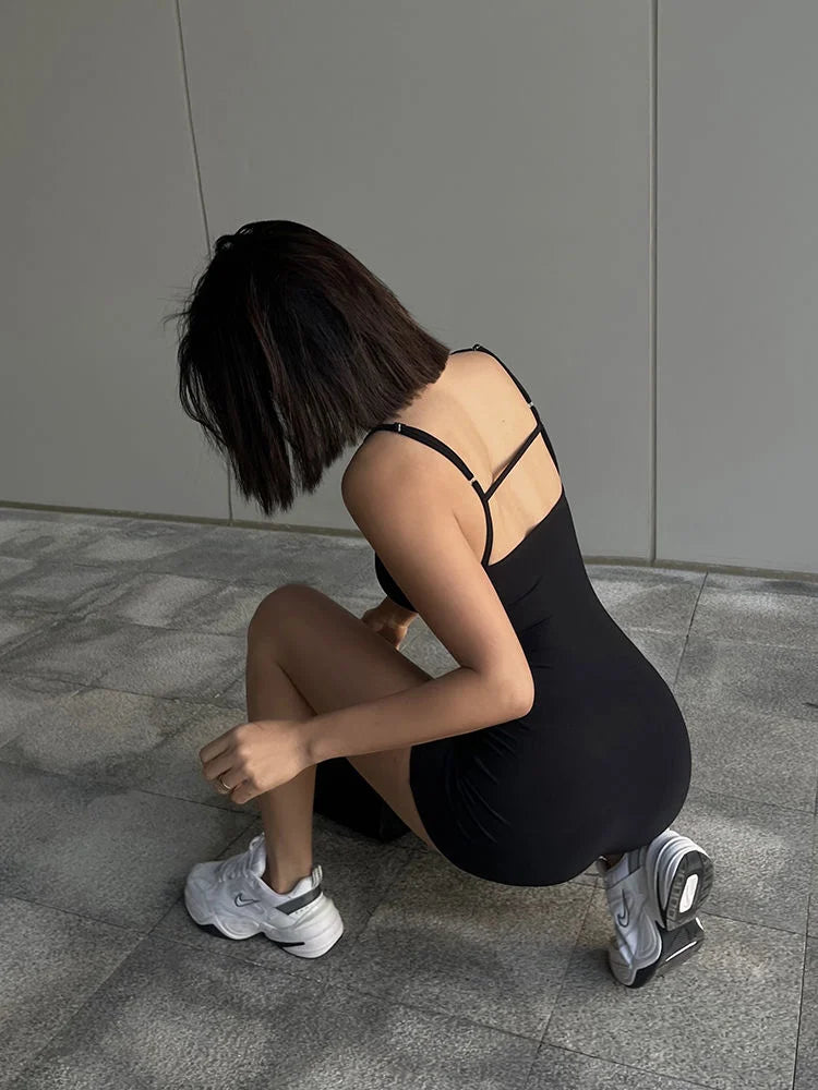 Solid Backless Tank Bodysuit Sexy Hot Camisole Top Jumpsuit Women's Bodycon Summer Black Sleeveless Slim Rompers Y2k Clothing