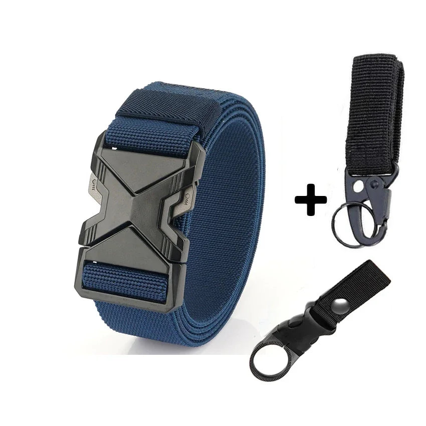 New Quick Release Metal Pluggable Buckle Tactical Belt Breathable Elastic Military Belts For Men Stretch Pants Waistband Hunting