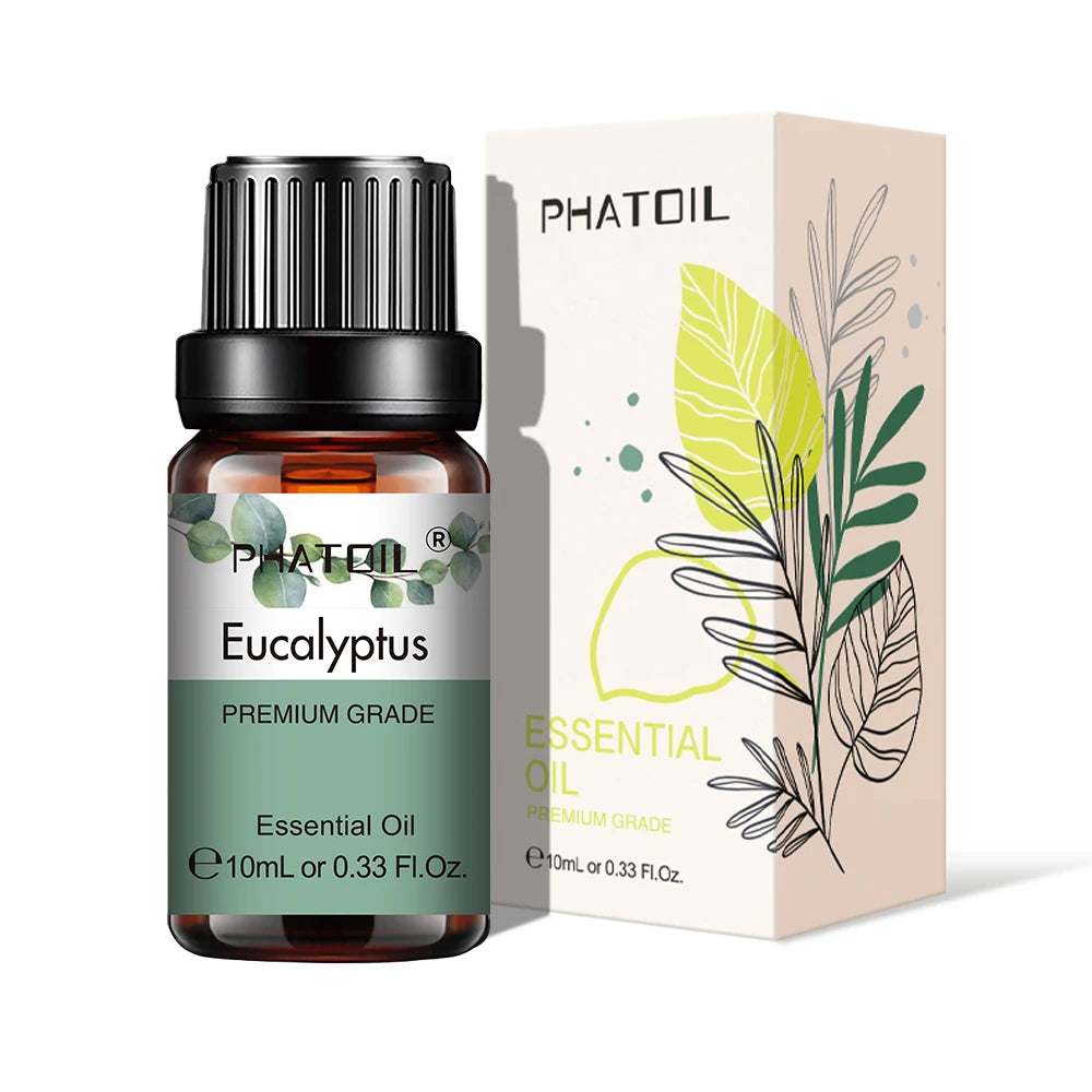 PHATOIL 10ml Essential Oils Pure Natural For Diffuser Aromatherapy Eucalyptus Bergamot Vanilla Aroma Oil for Candles Soap Making