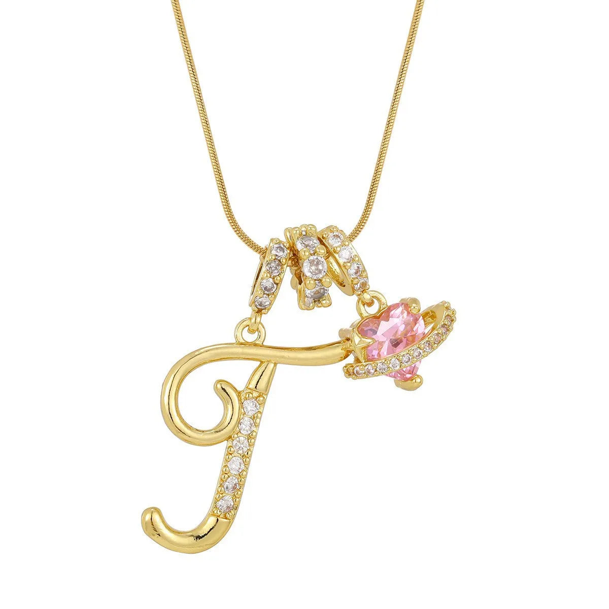 Fashion Letter Necklace Pink for Women  Zircon Heart Pendant Suitable for Personalized Stainless Steel Luxury Jewelry for Girls