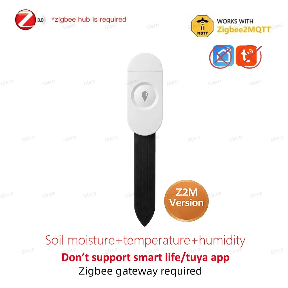 Zigbee Soil Sensor Moisture Temperature Humidity Meter Fertility Light Tester For Tuya Smart Life Z2M Home Assistant Automation