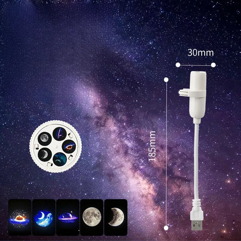 Starry Sky Light USB Plug in 360°Rotating Projector Night Light Bedroom Creative LED Night Light Moon Star Atmosphere Night Lamp