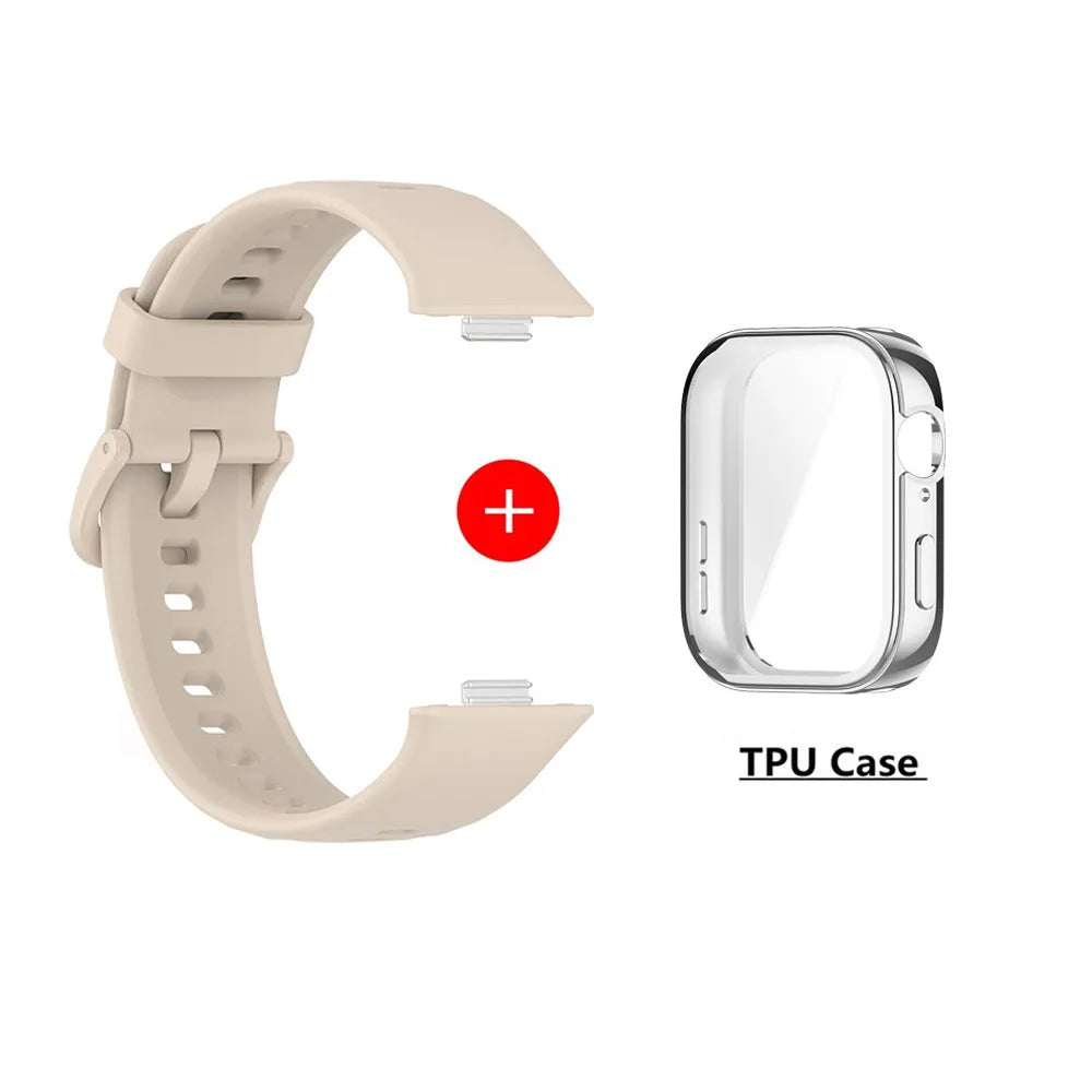 Silicone Watch Strap For Huawei Watch Fit 3 Strap Replacement Band For Huawei Watch Fit3 Strap With Case Screen Protector