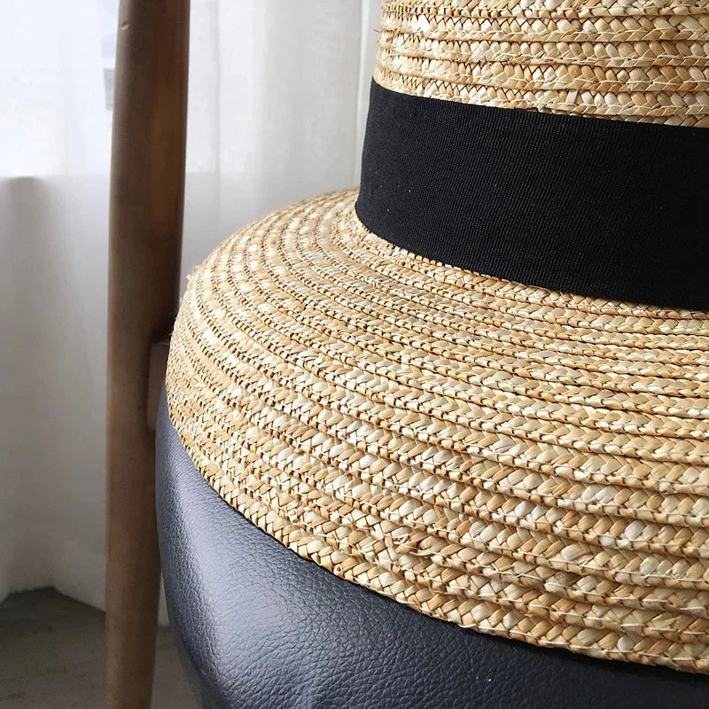01904-jiejia201901 dropshipping handmade straw  new summer Hepburn style flat  lady sun cap women leisure holiday beach hat