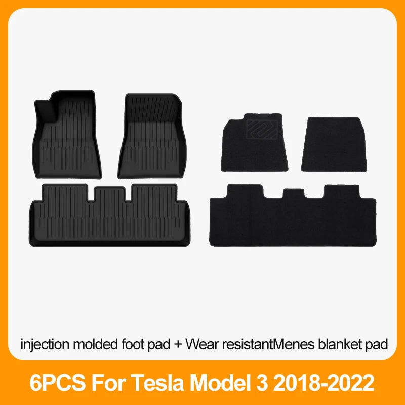 Car Floor Mats For Tesla Model 3 2018 2019 2020 2021 2022 Premium All Weather Anti-Slip Waterproof TPE Floor Liners Mat Pads