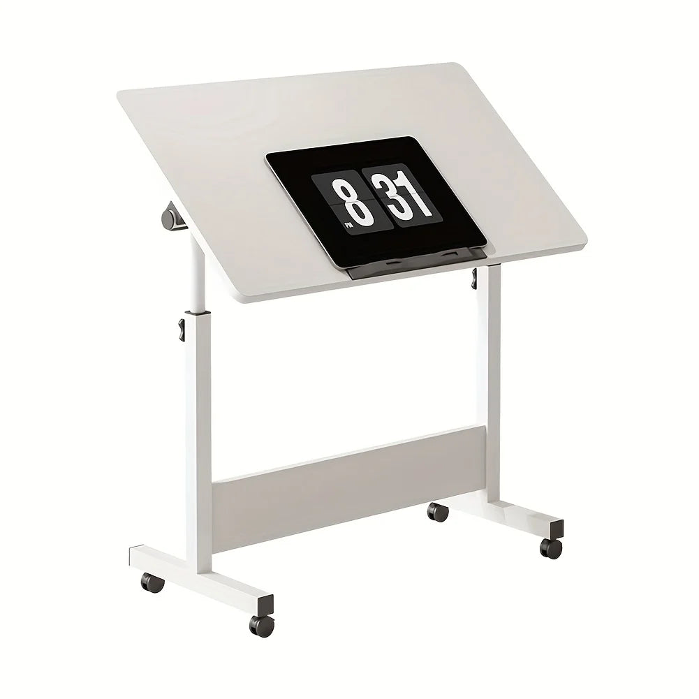 Adjustable Height Standing Desk with Lockable Wheels, Portable Mobile Computer Desk for Home Office