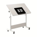 Adjustable Height Standing Desk with Lockable Wheels, Portable Mobile Computer Desk for Home Office