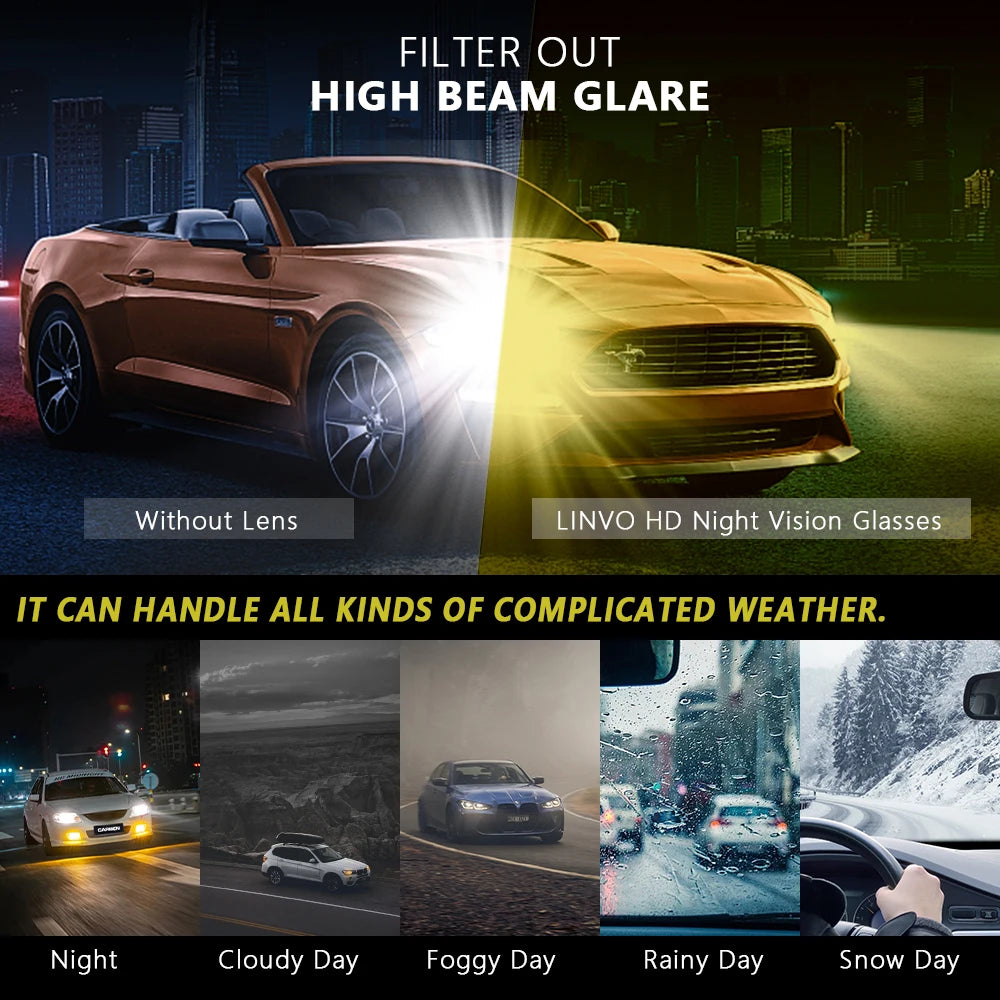 CRIXALIS Night Vision Glasses Men Women Anti Glare Night Driving Glasses Yellow Lens Driving Runnning Anti-reflective UV400