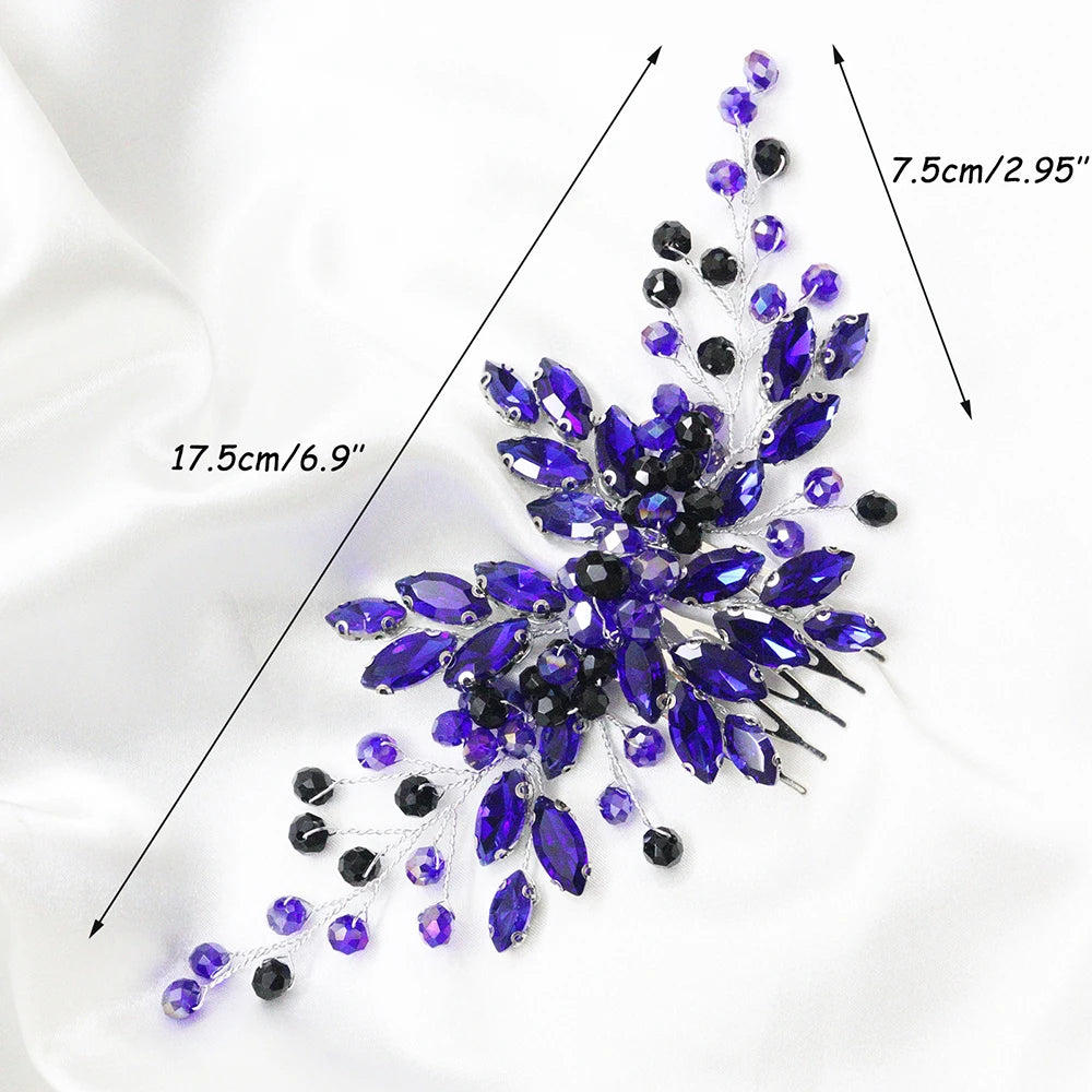Green Crystal Bride Hair Comb Rhinestone Wedding Head Jewelry Bridal Hair Accessories for Women and Girls Bridesmaid Decor Gifts