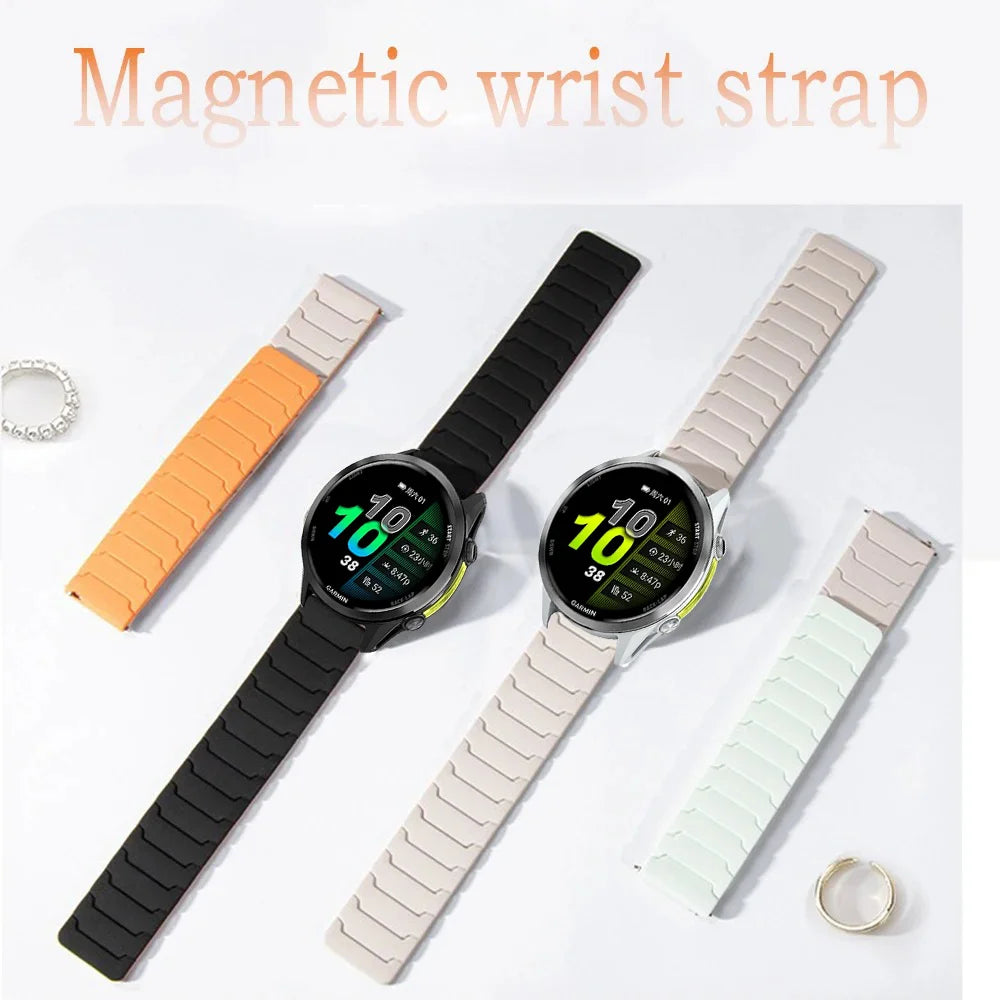 18 20 22mm Silicone Strap For Garmin Venu 4 3 2 3s 2s band Forerunner 255 165 265 255s 265s 970/Active 6/5/4 Magnetic Bracelet