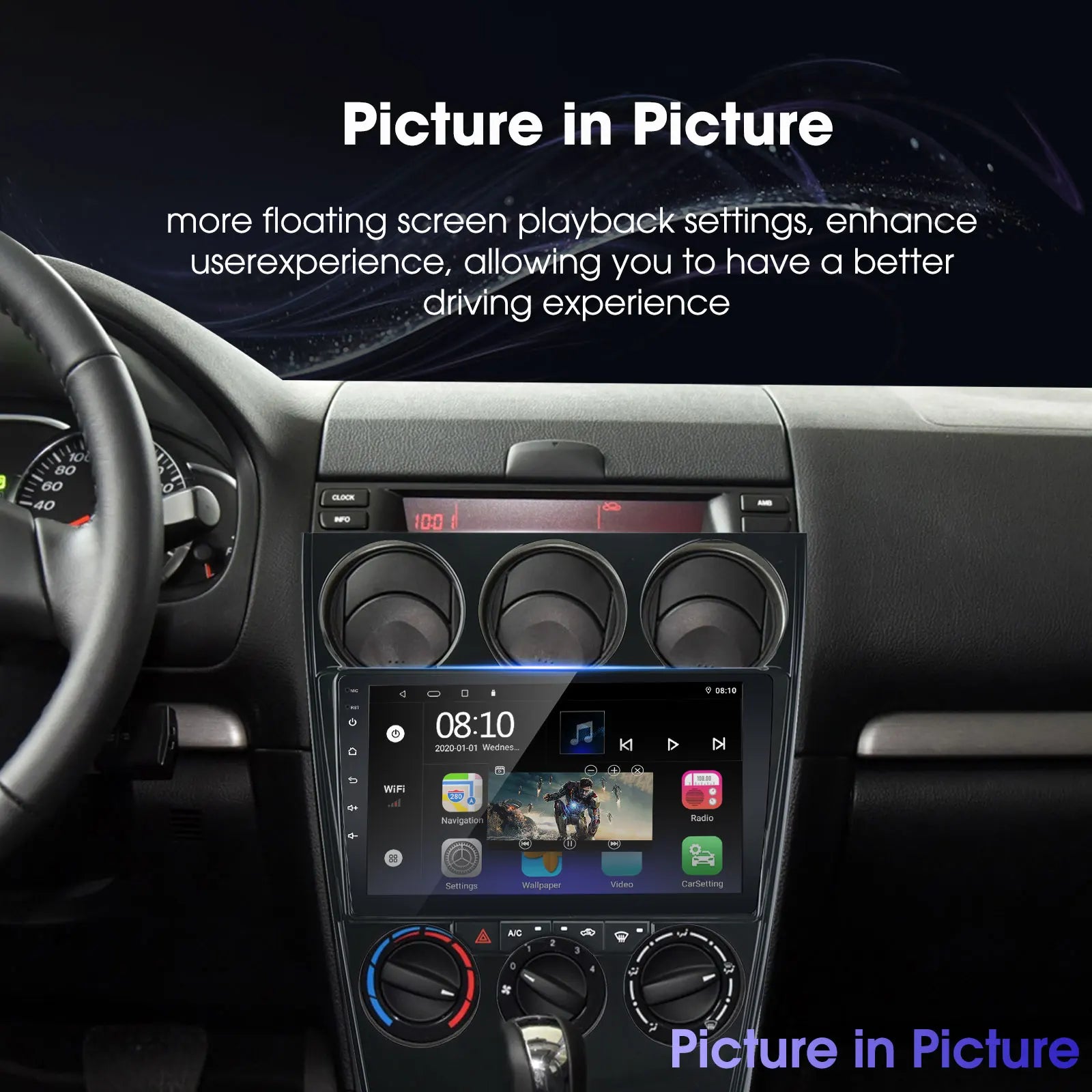 Car Radio for Mazda 6 Atenza 2002-2008, Car Stereo for Mazda 6 Atenza 2002 2003 2004 2005 2006 2007 2008 Build-in Carplay & Android Auto, with GPS Navigation, WiFi, Bluetooth, FM, 2G+32G