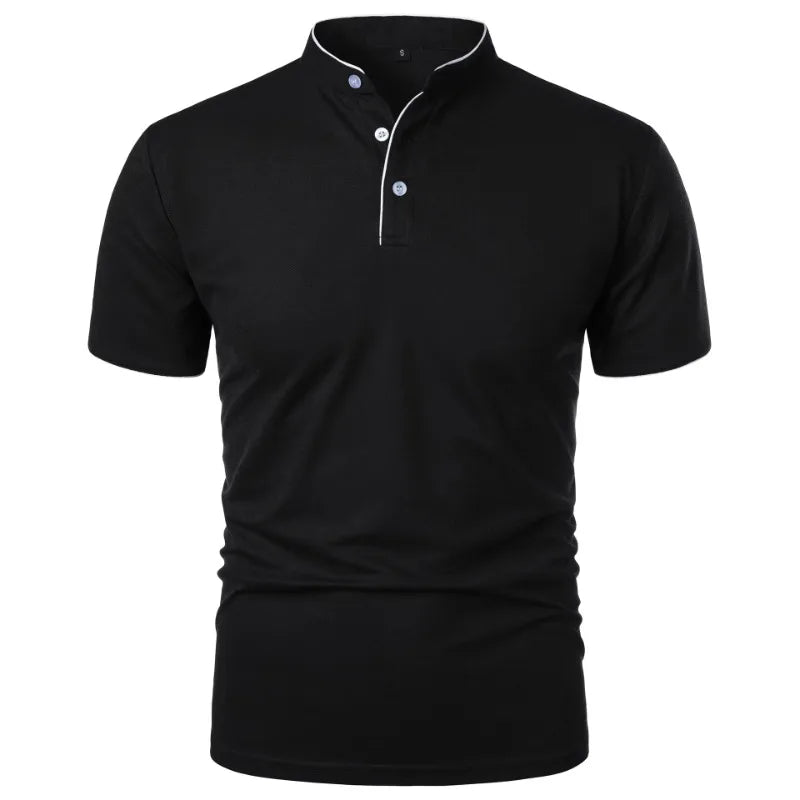 New Men's Short Sleeve Collar Polo Shirts Summer Solid Color Casual Polo Shirt Trendy Breathable Loose Basic Splice Oversize Top