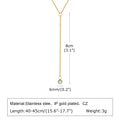 Stainless Steel Y Shape Pearl and Cubic Zirconia Pendant Neckalace For Women, Minimalist Personal Gold Plated Jewelry