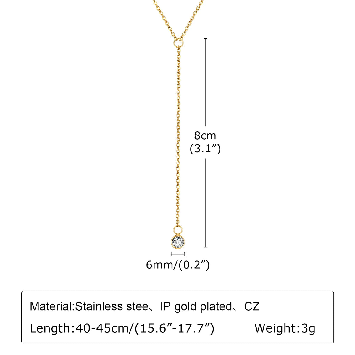 Stainless Steel Y Shape Pearl and Cubic Zirconia Pendant Neckalace For Women, Minimalist Personal Gold Plated Jewelry