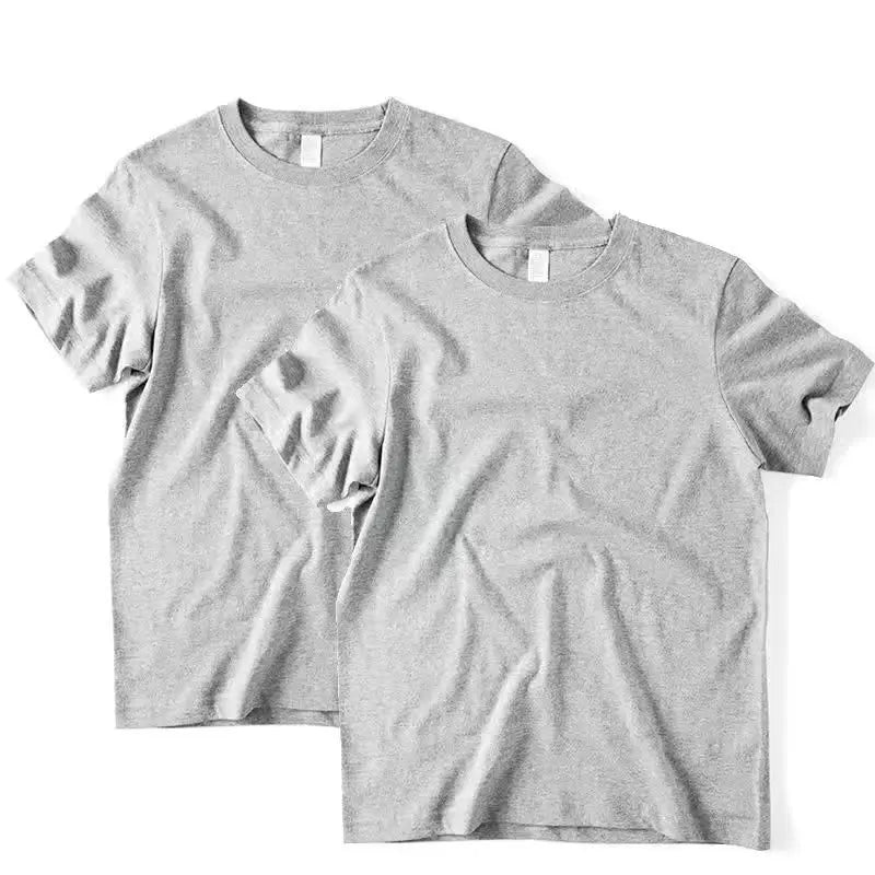 2pcs Solid Color T-shirt 100% Cotton Men Women White O-Neck Loose Short-sleeved Basic Models All-match T-shirt Couple Tops Black