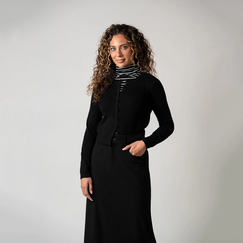 AP AW26 Women Wavy Edge Cardigan Elegant Style Single Breasted