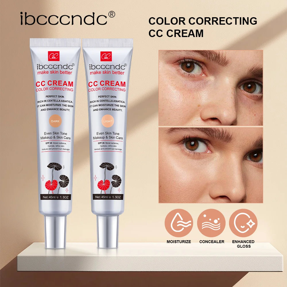 45ml Color Correcting CC Cream Facial Centella Asiatica Repair BB Cream Natural Concealer Whitening Liquid Foundation Cosmetics