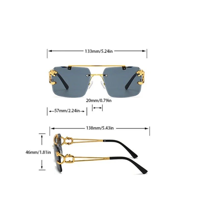 1pcs Retro Frameless MEN'S AND WOMEN'S Sunglasses, Fashionable, Nickel Double-layer, UV400