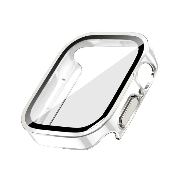 Glass+Case For Apple Watch 7 8 45mm 41mm 49mm 44mm 40mm straight edge Screen Protector Cover Case iWatch 5 SE 6 7 8 9 Ultra 49mm