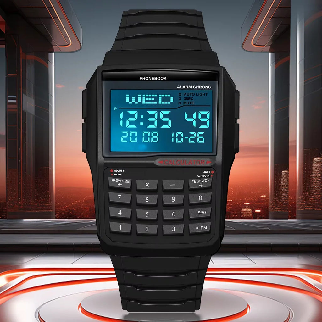Multifunctional Men's Calculator Watch Fashion Luxury LED Electronic Watch Digital Sports  Watch Computer Style
