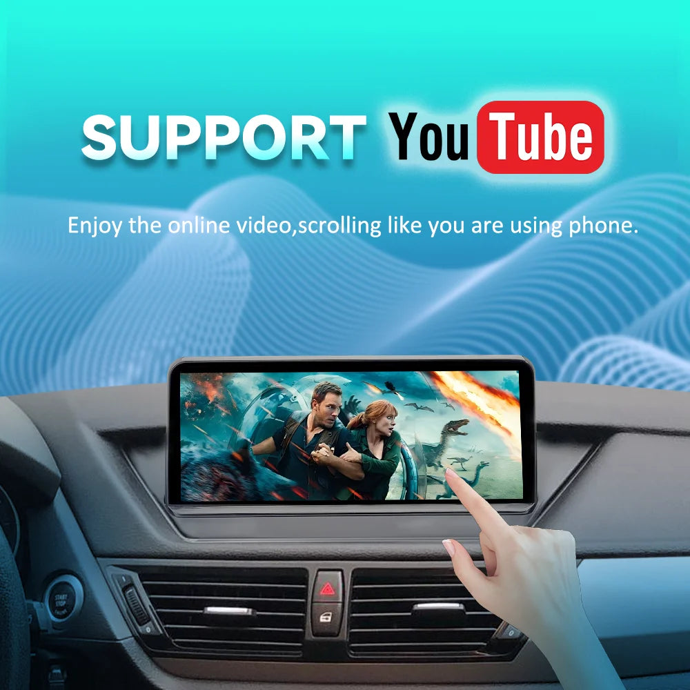 BONROAD 10.25 inch Wireless CarPlay Android Auto With Youtube Airplay Android Auto Linux Car Radio Monitor For BMW X5 X6 E70 E71 CCC CIC system GPS Navigation Multimedia Display Car Stereo Touch Screen