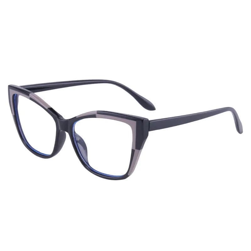 Vintage Contrast Cat Eye Glasses, Trendy Viral Style, Versatile For Commute, Blue Light Blocking Non-Prescription Eyewear 869