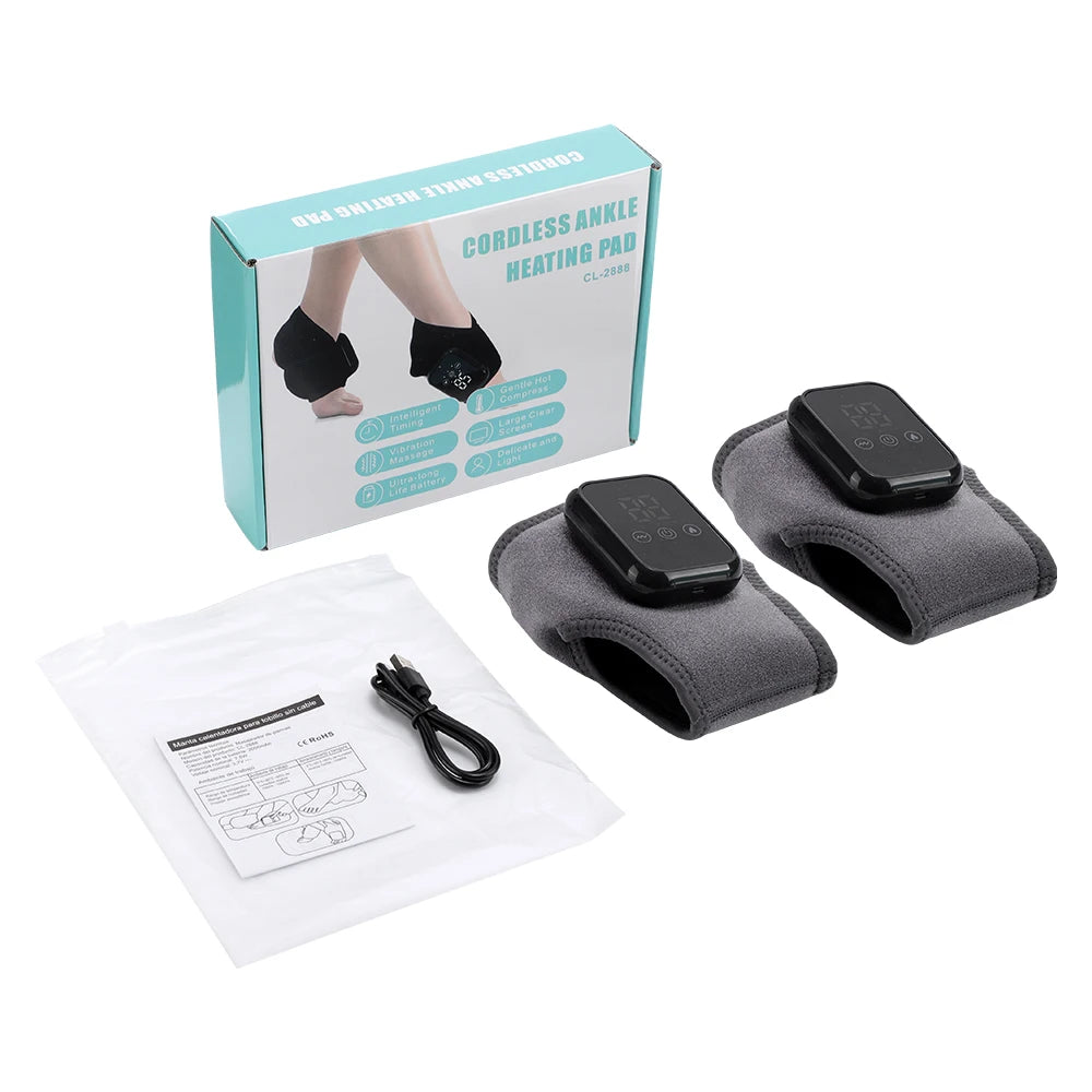 Electric Ankle Massager Hot Compress Vibration Foot Massager Ankle Joint Protection Heating Strap Ankle Heated Brace Wrap