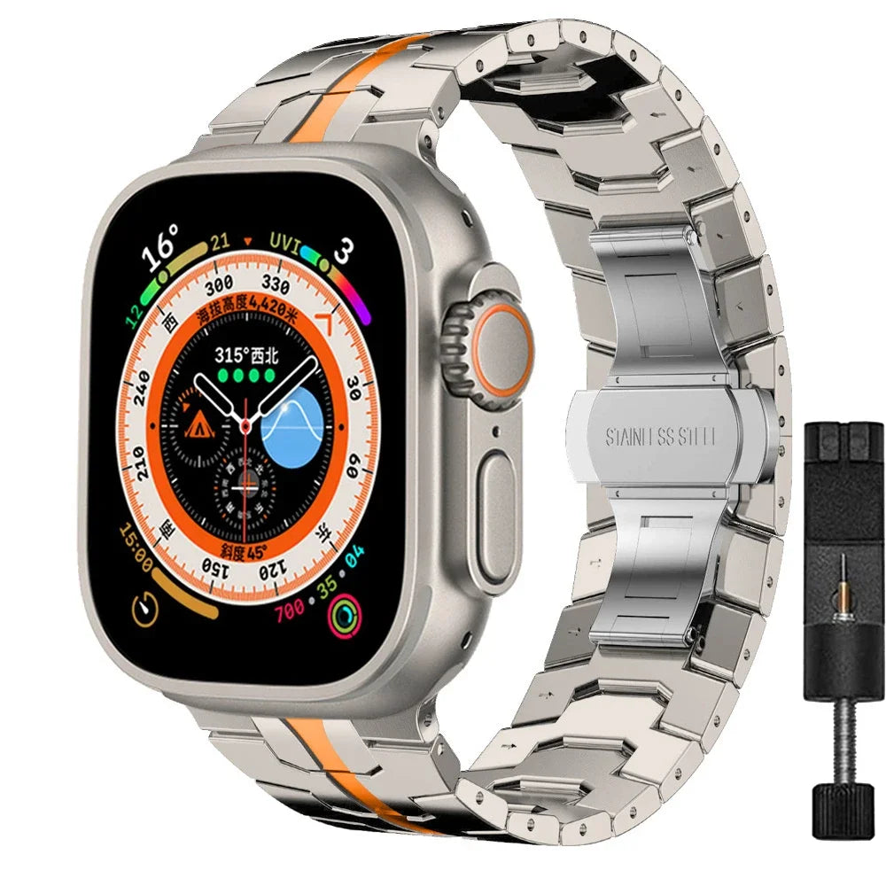 Ultra 2 Titanium Color Strap For Apple Watch 49mm 45 44mm 42 46mm Luxury Metal Band iWatch SE 38 40 41mm Stainless Steel Bracele