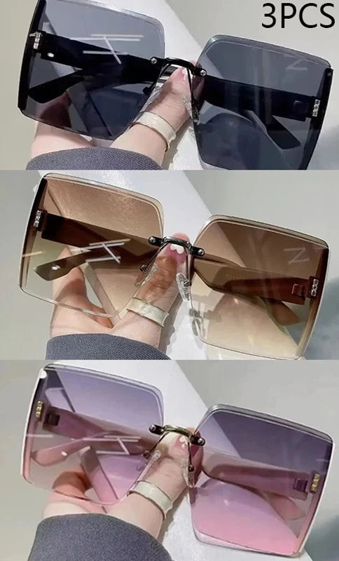 Fashion Gradient Frameless Women's High-end Sense Of Sunglasses