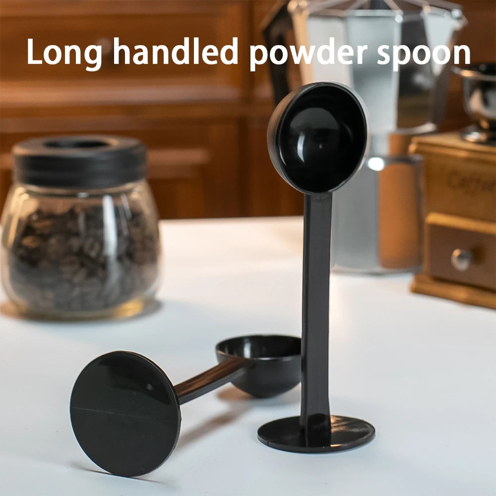 Black Long Handled Coffee Spoon, Multifunctional Plastic Coffee Measuring and Tamping Spoon, Powder Spoon, Coffee Kitchen Tool,