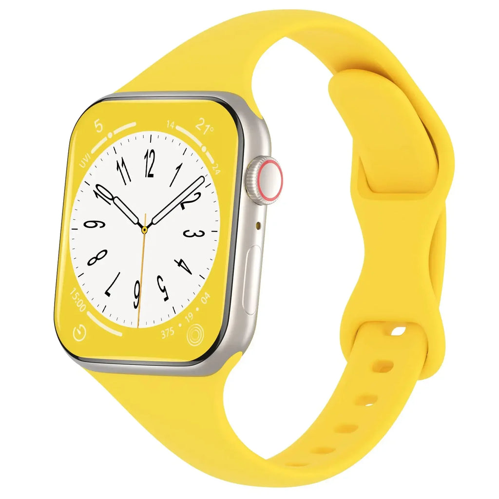 Thin Silicone Strap For Apple Watch 40mm 44mm 45mm 41mm 38mm 42mm Solid Color Strap Bracelet For IWatch Series 1 2 3 4 5 6 SE 7