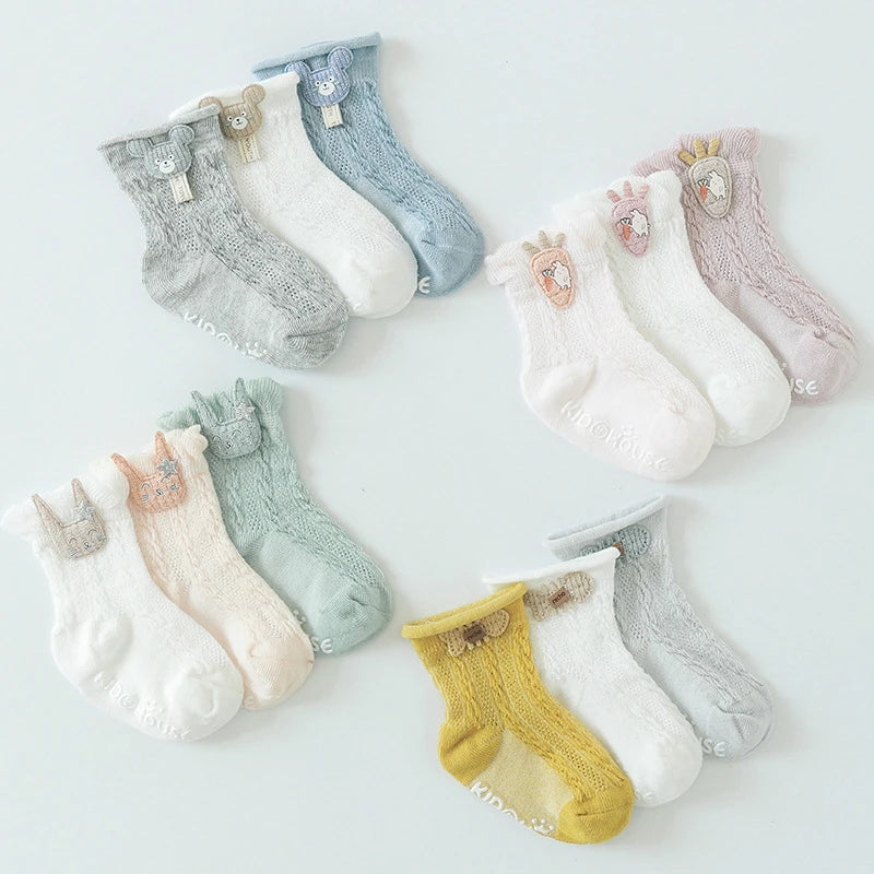 1 Pair Children Socks Girls Boys Baby Newborn Accessories Anti Slip Animals Kids Toddlers Gift Clothes Infant Breathable Cartoon