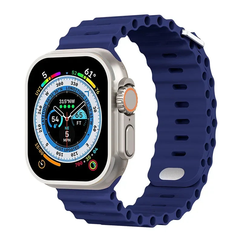 Ocean Strap for Apple Watch Ultra 3/2/1 11 10 46mm 9 8 7 49mm 45mm 41mm Silicone Band for 6 5 4 3 SE3 44mm 40mm 42mm Accessories