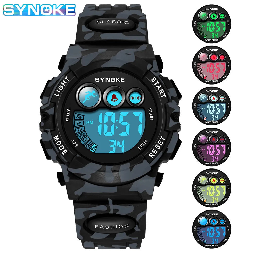 SYNOKE Student Sport Watches For Kids Colorful Electronic Watches 50M Waterproof Clock Children Digital Watch For Boys Girls