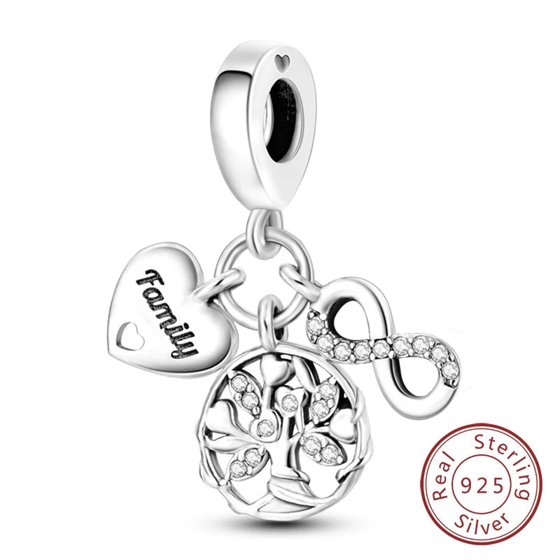 Hot Sale Charm Bead Pendant 925 Sterling Silver Firefly Love Heart Cats Dogs Sunflower Charm for Bracelet Women DIY Jewelry Gift