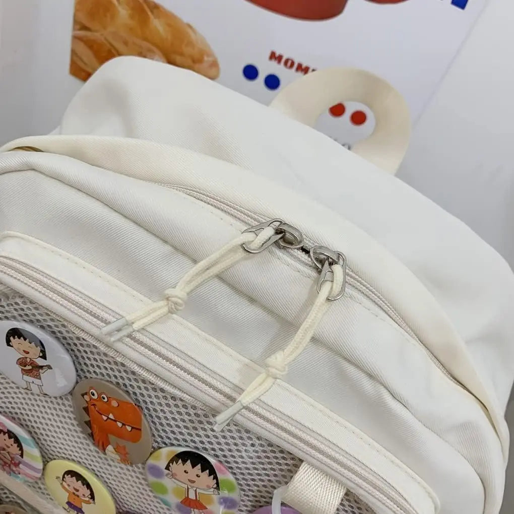 Clear Windows Fashion Women Backpacks for Women Teens DIY Badge JK Pin Display Backpack Solid Multi Pockets Ita Bags