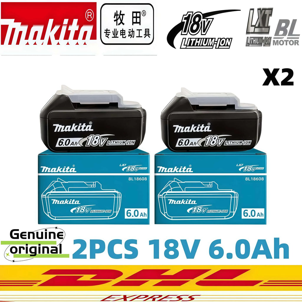 100% Genuine Original Makita 6.0Ah 18V Rechargeable Battery, BL1860B Makita 18V Battery BL1850 BL1840 BL1860 Replacement Lithium