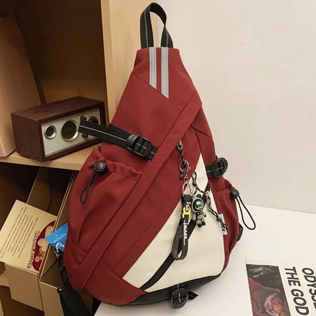 2024 Techwear Style Hip Hop Sport Motorcycle Backpack Men Women Multifunction Waterproof Travel Single Shoulder School Bag