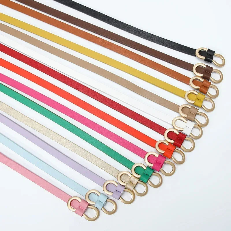 Metal Buckle PU Leather Knotted Belt Long Thin Adjustable Waist Belts Women Female Dress Coat Suit Decoration Straps