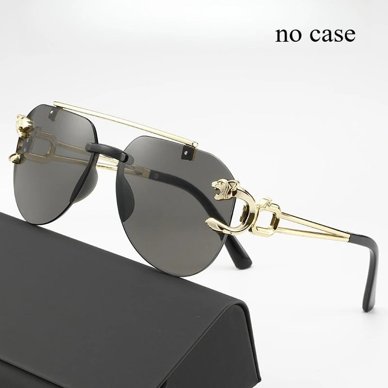 Frameless Beveled Sunglasses Frog Eyes Gradient Color UV Protection Oversized Sun Glasses
