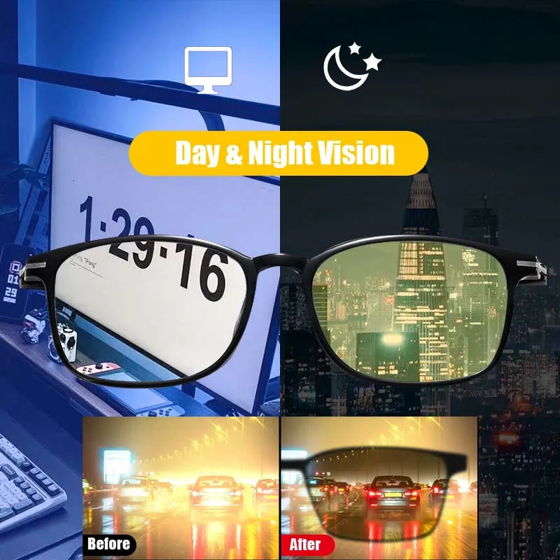 Anti-Glare Night Vision Driving Myopia Glasses for Women Men Ultralight Square Frame Eyeglasses Retro Minus Eyewear To-4.0