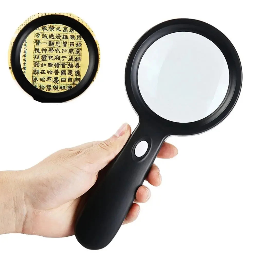 10X Handheld Magnifying Glass with 12 LED Lights Magnifier Tool for Reading Jewelry Inspection Repair Coin Collecting