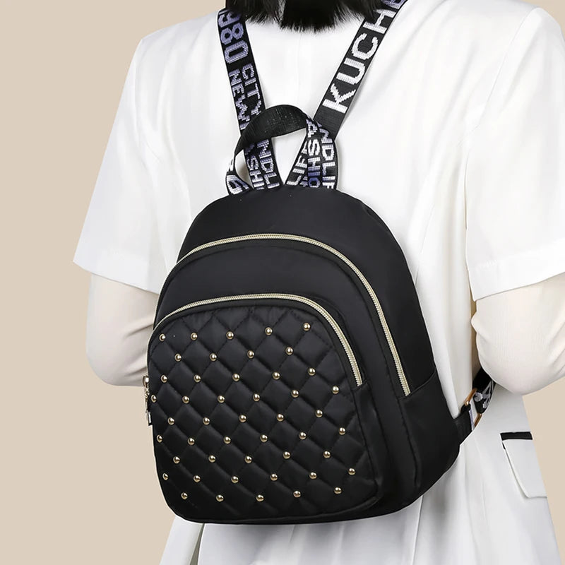 Diamond-Shaped Embroidery Rivet Double Shoulder Bag for Women, New Style, Fashionable Travel Bag, Casual and Versatile Women's B
