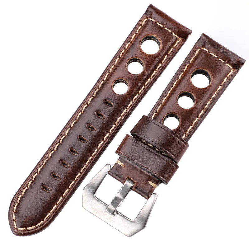 Vintage Cowhide Genuine Leather Watch Strap 20mm 22mm 24mm Fashion Pin Buckle Band Unisex Watchband