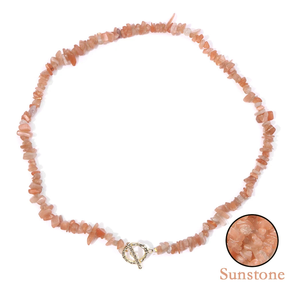 Healing Bohemian Gem Gravel Natural Semi-precious Stone Necklace Women's Fashion Necklace Jewelry Collares Para Mujer Female