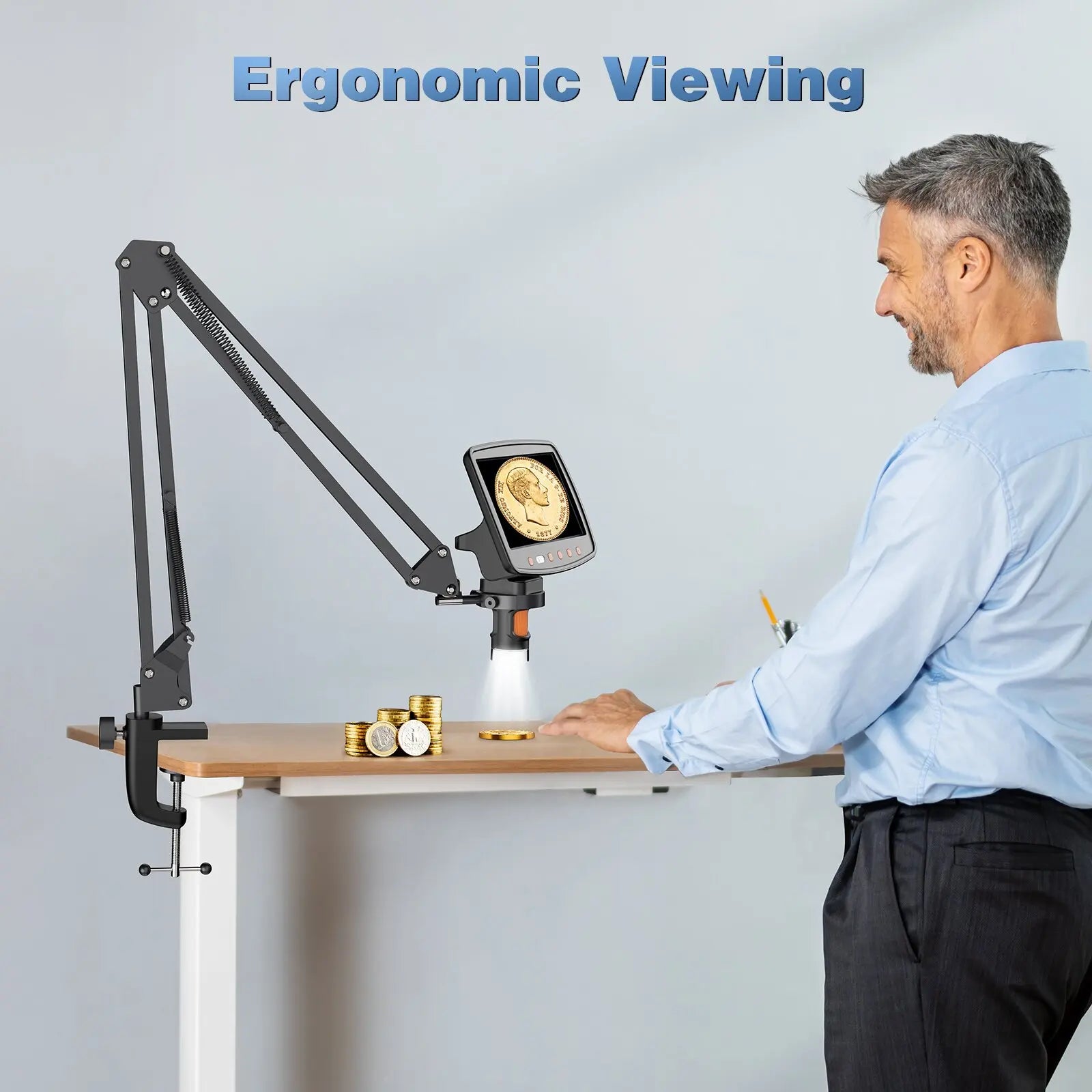 Hayve Microscope Arm Stand，Adjustable Metal Bracket Coin Microscope Mount  Compatible with DM4 DM9 MS1 MS3