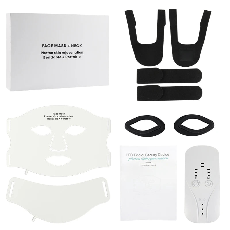 7 Colors LED Face Neck Set Mask Red Light Skin Rejuvenation Brighten Soft Silicone Facial Photon Therapy Flexible Skin Repair