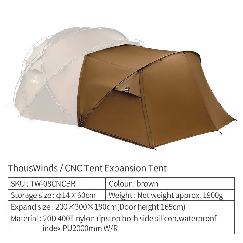 Thous Winds CNC Family Camping Tent Accessories Outdoor Camp Tent 20D Ripstop Nylon Both Side Silicon Lightweight Tents